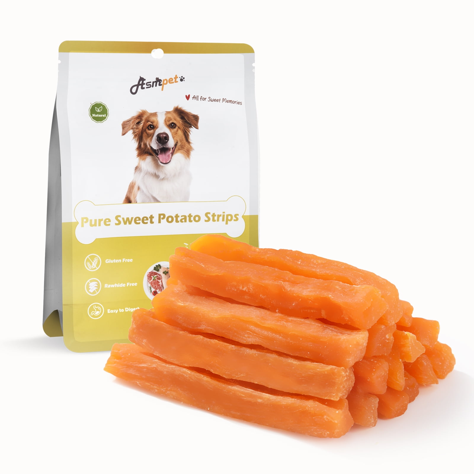 ASMPET Sweet Potato Dog Treats, Natural Snack Chews for All Dogs, 29pcs, 11oz