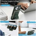 thumbnail image 6 of Case for iPhone 16e, PU Leather PC + TPU Protective Case with Detachable Strong Magnetic Card Pocket Kickstand Shockproof Anti-Scratch Non-Slip Slim 3 In 1 Phone Case Cover, Green, 6 of 10