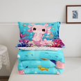 thumbnail image 5 of Manfei Ocean-Themed Axolotl Queen Comforter Set,Animals Print Comforter Sets Queen,Colorful Stars Reversible,3pcs,1 Comforter and 2 Pillowcases, 5 of 7