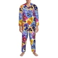 thumbnail image 3 of Yiaed The Garden Tricolor Pansy Flower Print Men’s Pajamas Set - Long Sleeve Button Down Sleep Shirt and Pajama Bottoms Sleepwear Set Mens Pjs Sets Men's Pajama Bottoms-Medium, 3 of 7
