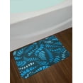 thumbnail image 2 of Indigo Bath Mat, Dark Green Backdrop Floral Swirl Leaves Branches Details Image, Non-Slip Plush Mat Bathroom Kitchen Laundry Room Decor, 29.5 X 17.5 Inches, Turquoise Pale Blue and White, Ambesonne, 2 of 2