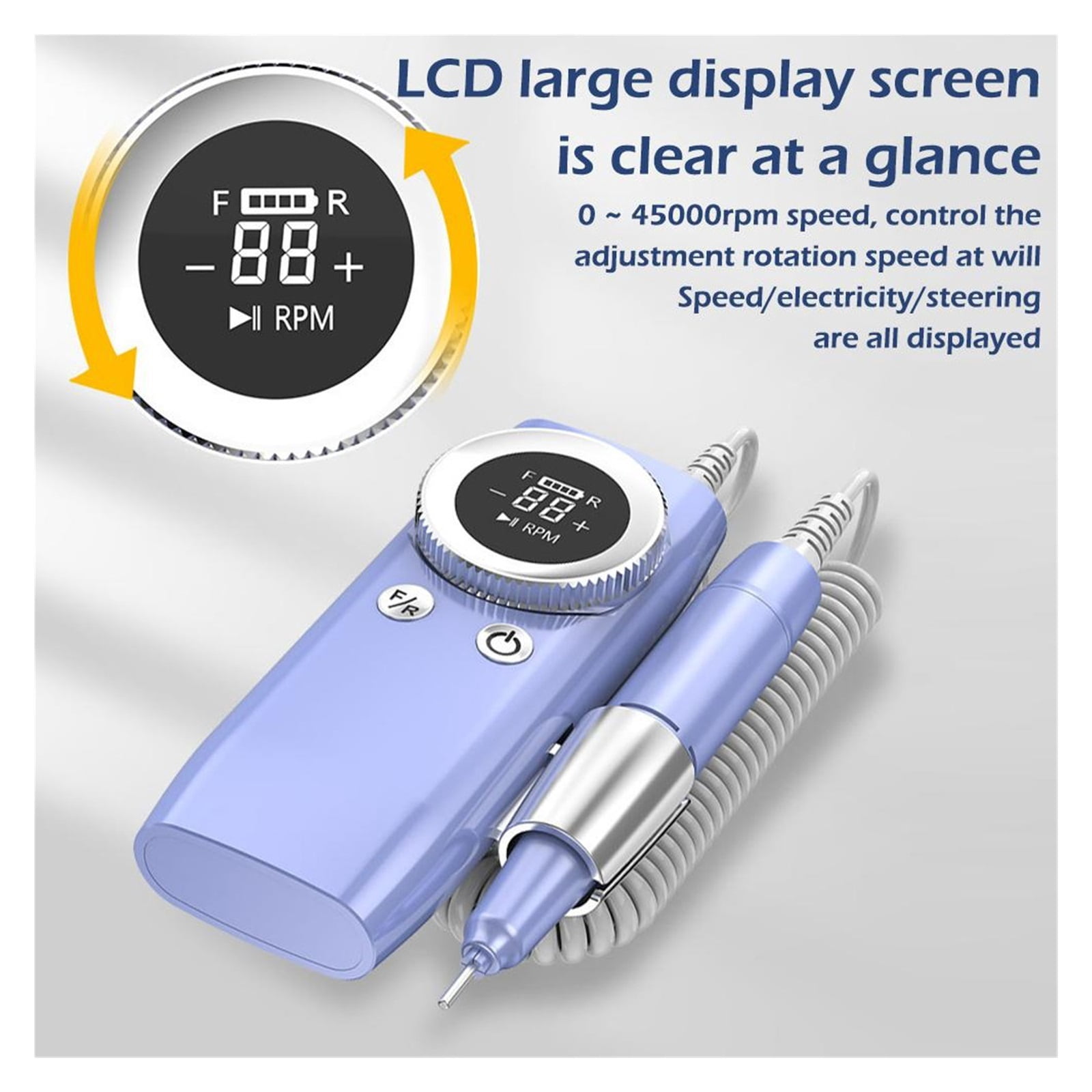 Electric Nail Drill 45000RPM Portable Cordless Nail File Machine For Acrylic Gel Nails Manicure Pedicure Polishing Shape Tools ,Low Noise