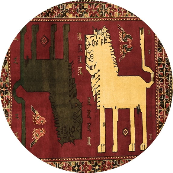 Ahgly Company Indoor Round Animal Brown Traditional Area Rugs, 7' Round