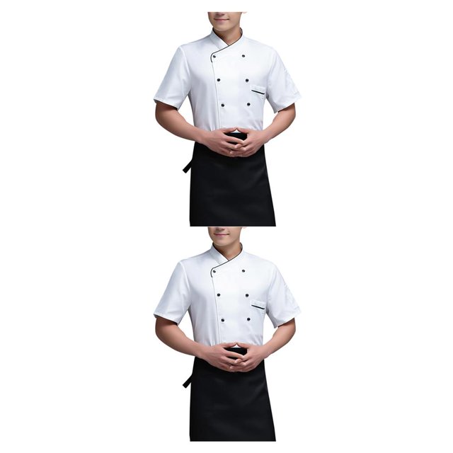 Wosthever Uniforme de Chef, delantal de cocina de verano de manga corta, trajes de doble botonadura, estilo Simple profesional cómodo para Type9 NO9