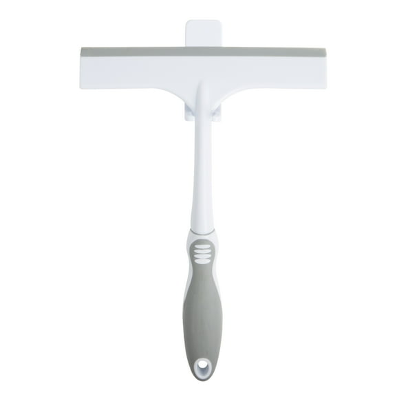 Era Doccia Shower Squeegee, Single Blade with Hanging Hook, White and Grey Finish