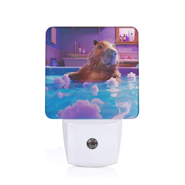Fotbe Lampe de Baignoire Capybara Motif Amusant avec Capteur de Mouvement & Capteur Crépuscule à l'Aube, Veilleuse Écoénergétique, Veilleuse de Chambre-EU
