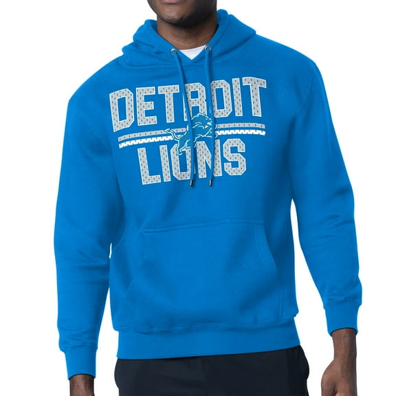 Men's Starter  Blue Detroit Lions Mesh Look Retro Team Logo Pullover Hoodie