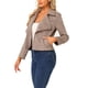 thumbnail image 4 of Chaquetas de ante sintético para mujer INSPIRE CHIC, con solapa, estilo moto, color marrón claro, talla S, 4 of 5