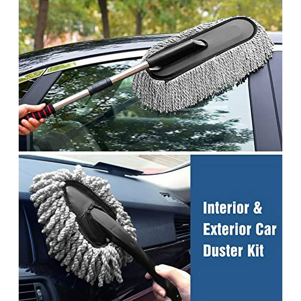 YeewayVeh Car Duster Kit, 2 Pack Car Dust Brush Set with Microfiber Pollen  Dusters Scratch Free, Extendable Car Duster Brush & Dash Duster for Car