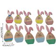 thumbnail image 2 of Milue Easter Wooden Bunny Pendants 10Pcs Colorful Wood Chip Cute Art Crafts, 2 of 13