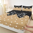 thumbnail image 3 of Homewish Boys Girls Kawaii Bow Knot Full Size Sheets 4-Piece,Polka Dots Breathable Bed Sheets,Black Brown Lightweight Sheet Sets,Breathable Home Decor, 3 of 7