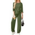thumbnail image 3 of Wutalume Women's Cozy Home Wear 2-Piece Pajama Set, Comfortable Top and Relaxed Fit Pants, Soft Loungewear Outfit,Army Green L, 3 of 6