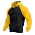thumbnail image 3 of Fabrcox Hoodies for Men Fleece Lined Raglan Oversized Mens Hooded Sweatshirts Color Block Fall Winter Warm Athletic Long Sleeve Mens Pullover with Kangaroo Pocket Black S, 3 of 5