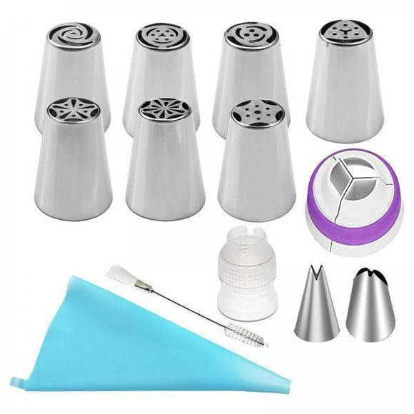 Lipstore 3xRussian Piping Tips Frosting Piping Kit DIY Piping Tips Set for Cookie 13Pcs