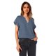 thumbnail image 4 of Blusas para las Mujeres Casual Verano Botón Sólido Camisa V-Cuello Blusa Suelta, Camiseta de Lino de Algodón para Acampar Al Aire Libre Y Uso Diario, Estilo Vintage, 4 of 9