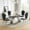 Silver Table & Silver Balck Chair, variant on 70" Rectangular Tempered Glass Dining Table Set for 4, Mirrored Stainless Steel Base, 4 Flower Shaped Back PU Leather Chairs, Dining Room and Living Room