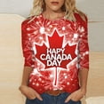 thumbnail image 2 of Amzcrzy Hauts pour Femmes Tendance à Imprimé de Feuille d'Érable T-Shirts de la Fête du Canada Décontractés Col Rond Manches 3/4 Hauts d'Été pour Femmes Confortables Basiques Hauts de Sortie, 2 of 5