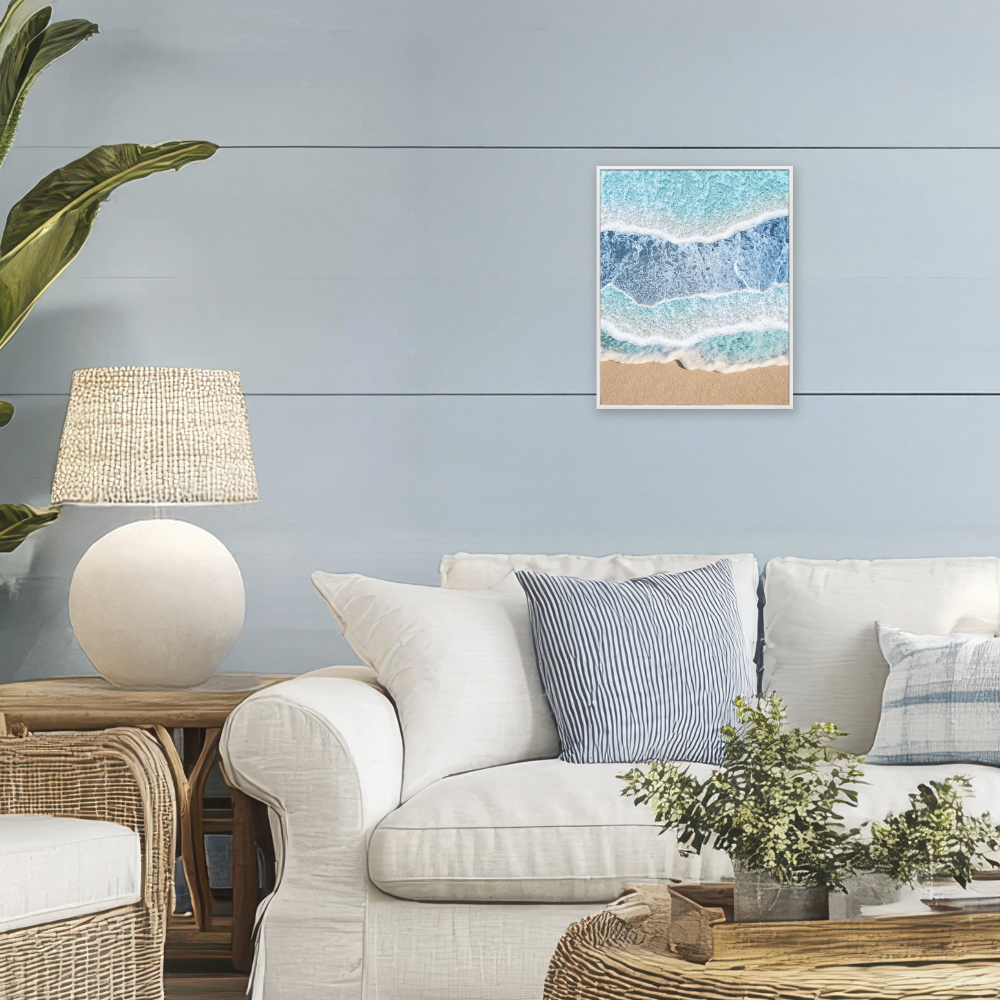 Stupell Industries Overlapping Shore Waves White Framed Giclee Art, design by Jesse Keith