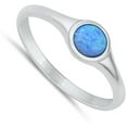 thumbnail image 4 of CHOOSE YOUR COLOR Minimalist Blue Simulated Opal Ring .925 Sterling Silver Band CZ Female Size 6, 4 of 4