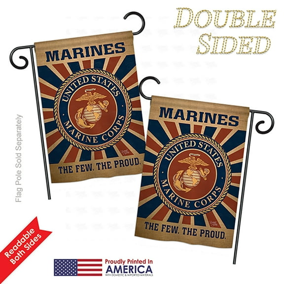 Breeze Decor BD-MI-G-108398-IP-DB-DS02-US Marine Corps Burlap Americana - Everyday Military Impressions Decorative Vertical Garden Flag - 13 x 18.5 in.