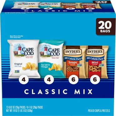Snyder's of Hanover and IRF13 Cape Cod Classic Mix Variety Pack, 20 Count Snack Bags