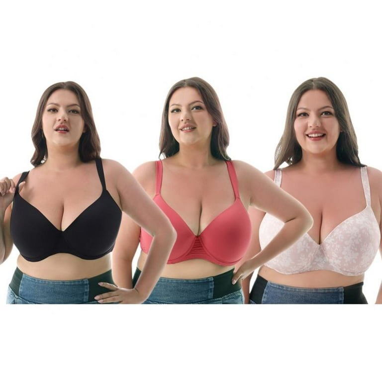 Popvcly 3Pack Large Size Decompressing Push-Up Bra for Women