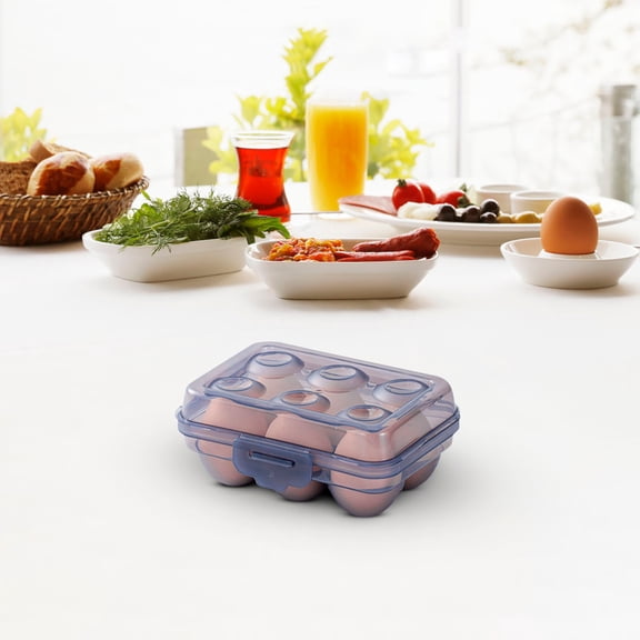 Stackable Egg Storage Container, Food Grade Plastic Refrigerator Organizer with Lid & Handle, Portable Fridge Bin for 12-18 Eggs, Clear