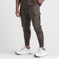 thumbnail image 3 of SWSMCLT Men's Athletic Jogging Harem Hiking Sweatpants Waterproof Pants Drawstring Jogger Casual Pants Brown Large, 3 of 4
