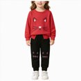 thumbnail image 3 of UAYOTSE 2T 3T 4T 4T Toddler Girl Cat Face Print Long Sleeve Sweatshirt + Jogger Pants 2Pcs Set Fall Winter Sporty Casual Outfit Size 3-4 Years, 3 of 9