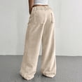 thumbnail image 6 of Women's Corduroy Wide Leg Pants Stretchy Waist Button Casual Loose Fit Pocket Design, 6 of 9