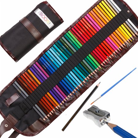 Moore: Premium Art Color Pencils Set of 48 pcs Pre-Sharpened Vibrant Colors for Adult Coloring and Kids, with Free Kum Alloy Metal Sharpener (made in Germany) in a Canvas Roll up (Best Art And Craft Ideas For Adults)