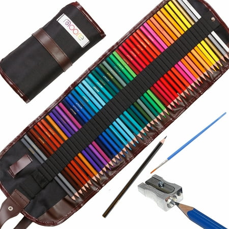 Pencil Art Set - Moore: Premium Art Color Pencils Set of 48 pcs Pre-Sharpened Vibrant Colors for Adult Coloring and Kids, with Free Kum Alloy Metal Sharpener (made in Germany) in a Canvas Roll up Case,