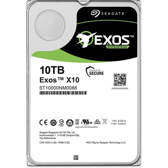Seagate Exos x10 10TB SATA 6Gb/s 256MB Cache Enterprise Hard Drive 3.5" (ST10000NM0086)