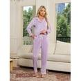 thumbnail image 3 of EK4YDNDS Womens Flannel Pajama Set, Long Button Down Lightweight Pjs Set with Pockets,(Orchid,M), 3 of 4
