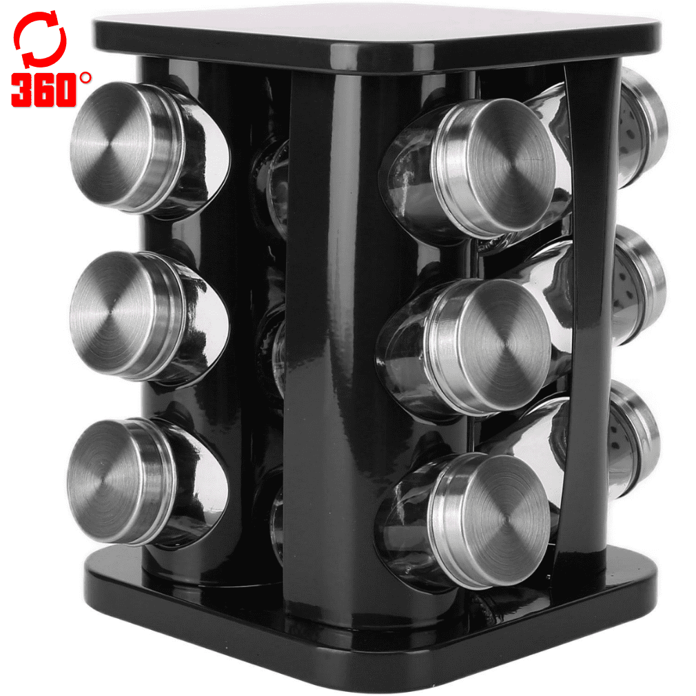 Delaman Revolving Spice Rack Organizer with 12 Jars, Stainless Steel