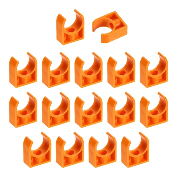16 Pack Water Pipe Clamps Clips, U-Shaped Tubing Hose Buckles, Irrigation Tube Holder for 20.5mm OD for TV Trays Tube Hose Hanger Support Tubing, Orange