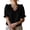 Black, variant on Women Ruffle V Neck Blouse Puff Short Sleeve Casual Boho Vacation Beach Loose Tops, Black XXL