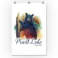 thumbnail image 2 of Priest Lake, Idaho, Black Bear, Watercolor (24x36 Giclee Gallery Art Print, Vivid Textured Wall Decor), 2 of 3