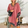 thumbnail image 2 of Oversized Knitted Tops for Women Batwing Short Sleeve V Neck Loose Fit Solid Pullover Shirts Trendy Jumper Pink,XL, 2 of 6
