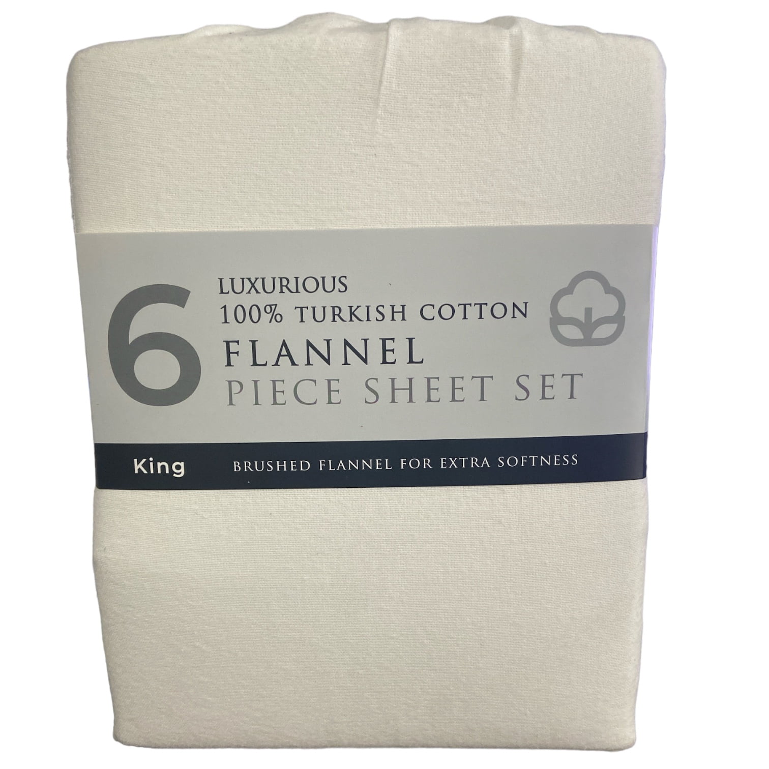 Luxury Turkish Cotton Flannel Sheet Set White Flannel, King