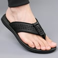 thumbnail image 2 of Summer Flip-Flops for Men Flat Heel Non-Slip Breathable Open Toe Slip-on Thong Men Footwear Comfortable Outdoor Walking Beach Shoes Black 8.5, 2 of 7