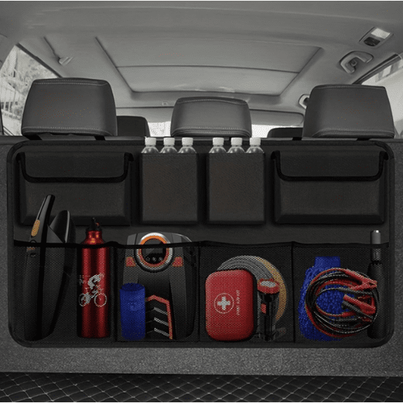 Car Trunk Organizer with 8 Pockets - Large Capacity Car Storage Bag for SUV, Truck, Sedan | Heavy-Duty 600D Oxford Fabric & Reinforced Stitching | Easy Installation, Non-Slip Back