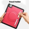 thumbnail image 4 of Shockproof Case for Apple iPad Pro 11 Inch 2024, Rugged Hybrid Protective Cover with Pencil Holder & Shoulder Strap Kids Friendly Rotating Kickstand Case for iPad Pro 11" 2024 M4,Rose, 4 of 9