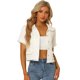 thumbnail image 1 of Camisa de tweed Allegra K Mujer Borla Manga Corta Blanco XS, 1 of 5