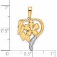 thumbnail image 4 of 14K Yellow & Rhodium And White Diamond-Cut Floral Heart Pendant (25.24 X 14.87) Made In Peru -Jewelry By Sweet Pea, 4 of 7