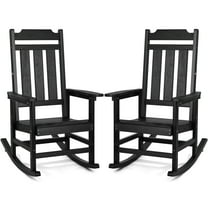 VEVOR 2 Pcs Porch Rocker, HIPS Outdoor Rocking Chair, High Back Patio Rocking Chair with Smooth Armrests, Supports up to 400 lbs, for Garden, Balcony, Porch, Black