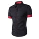 thumbnail image 1 of Camisetas Elvqul de Hombre Manga Corta Negro Economicas Algodón Liso Abotonada con Solapa, 1 of 4