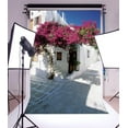 thumbnail image 2 of GreenDecor 5x7ft Seaside Backdrop Blooming Fresh Flowers White House Blue Sky Brick Floor Nature Photography Background Kids Adults Photo Studio Props, 2 of 5