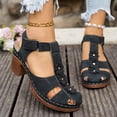 thumbnail image 5 of Bkhluea Women Floral Cutout Closed Toe Block Heel Sandals Hook And Loop Strap Footwear For Casual Walking Outdoor Daily, 5 of 7