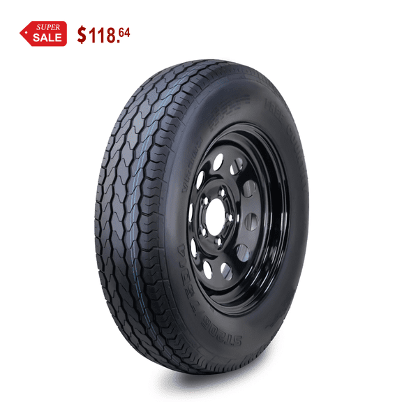 Free Country Trailer Tire Wheel Assembly ST205/75D14 6-Ply C 99L 5 Lug on 4.5" PCD Black Mod Rim